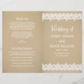 Rustic Kraft en Lace Wedding Programs (Voorkant)