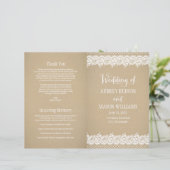 Rustic Kraft en Lace Wedding Programs (Staand voorkant)