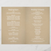 Rustic Kraft en Lace Wedding Programs (Achterkant)