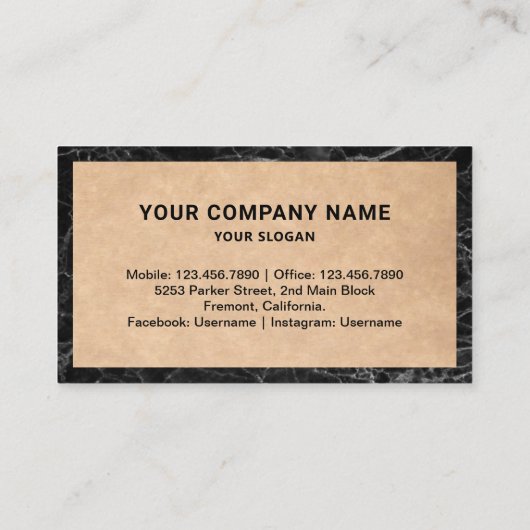 Rustic Kraft en Marble Real Estate Fotomakelaar Visitekaartje (Achterkant)