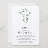 Rustic Kraft Eucalyptus Cross Baptisme Uitnodiging (Voorkant)