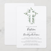 Rustic Kraft Eucalyptus Cross Baptisme Uitnodiging (Voorkant / Achterkant)
