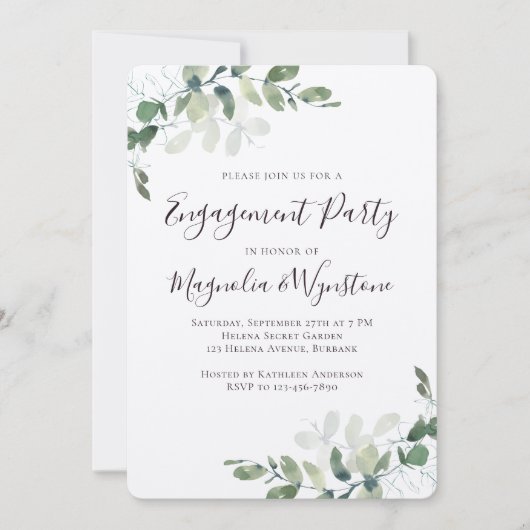 Rustic Kraft Eucalyptus Engagement Party Kaart (Voorkant)