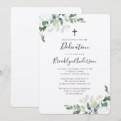 Rustic Kraft Eucalyptus Greenery Dedication Kaart (Voorkant / Achterkant)