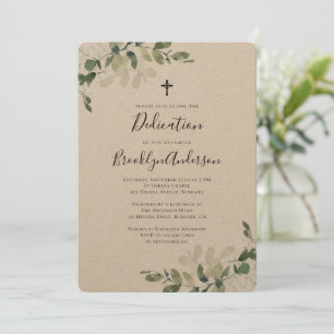 Rustic Kraft Eucalyptus Greenery Dedication Kaart