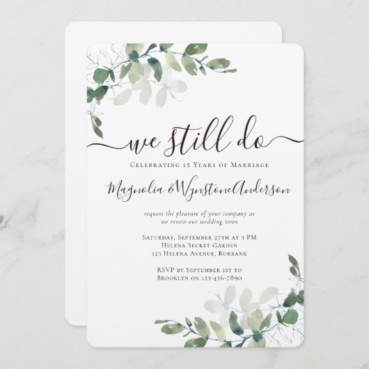 Rustic Kraft Eucalyptus Vow Renewal Kaart (Voorkant / Achterkant)