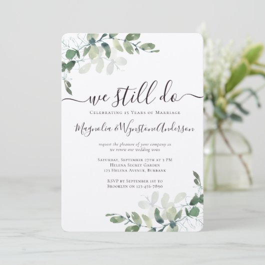 Rustic Kraft Eucalyptus Vow Renewal Kaart (Staand voorkant)