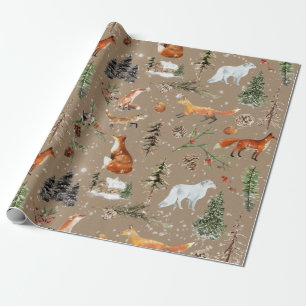 Rustic Kraft Everything Woodland & Arctic Fox Cadeaupapier