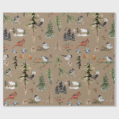 Rustic Kraft Everything Woodland Winter Birds Cadeaupapier (Vlak)