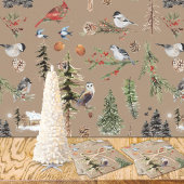 Rustic Kraft Everything Woodland Winter Birds Cadeaupapier