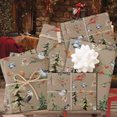 Rustic Kraft Everything Woodland Winter Birds Inpakpapier Vel