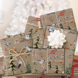 Rustic Kraft Everything Woodland Winter Birds Inpakpapier Vel