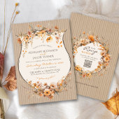 Rustic Kraft Fall Floral Autumn Leaf Brown Wedding Kaart