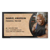 Rustic Kraft Fitness Personal Trainer Foto Magnetisch Visitekaartje (Voorkant)