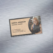 Rustic Kraft Fitness Personal Trainer Foto Magnetisch Visitekaartje (Voorbeeld)
