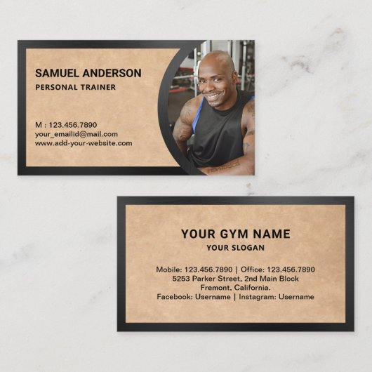 Rustic Kraft Fitness Personal Trainer Foto Visitekaartje (Voorkant / Achterkant)