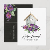 RUSTIC KRAFT FLORAL BIRD HOUSE BEWEGT NIEUW ADRES AANKONDIGINGSKAART (Voorkant / Achterkant)