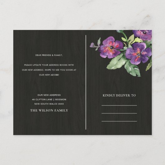 RUSTIC KRAFT FLORAL BIRD HOUSE BEWEGT NIEUW ADRES AANKONDIGINGSKAART (Achterkant)