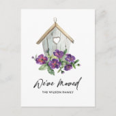 RUSTIC KRAFT FLORAL BIRD HOUSE BEWEGT NIEUW ADRES AANKONDIGINGSKAART (Voorkant)