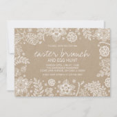 Rustic Kraft Floral Easter Brunch & Egg Hunt Card Kaart (Voorkant)