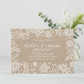 Rustic Kraft Floral Easter Brunch & Egg Hunt Card Kaart (Staand voorkant)