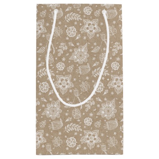 Rustic Kraft Floral Easter Gift Bag Klein Cadeauzakje (Achterkant)