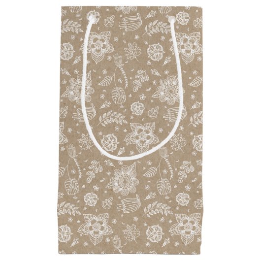 Rustic Kraft Floral Easter Gift Bag Klein Cadeauzakje (Voorkant)