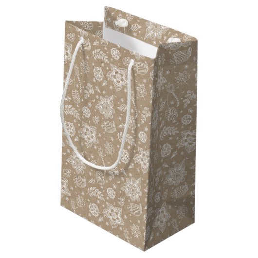 Rustic Kraft Floral Easter Gift Bag Klein Cadeauzakje (Achterkant Gekanteld)