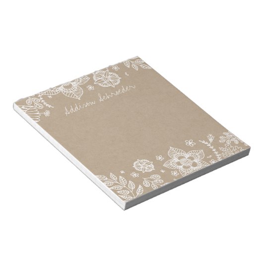 Rustic Kraft Floral Easter Notitieblok (Schuin)
