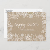 Rustic Kraft Floral Happy Easter Briefkaart (Voorkant / Achterkant)