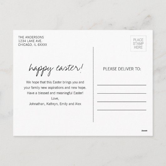 Rustic Kraft Floral Happy Easter Briefkaart (Achterkant)