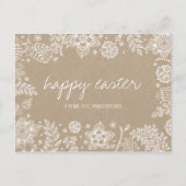 Rustic Kraft Floral Happy Easter Briefkaart (Voorkant)