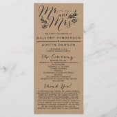 Rustic Kraft Floral Wedding Ceremony Programma Programmakaart (Voorkant)