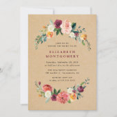 Rustic Kraft Floral Wreath Vrijgezellenfeest Kaart (Voorkant)