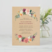 Rustic Kraft Floral Wreath Vrijgezellenfeest Kaart (Staand voorkant)