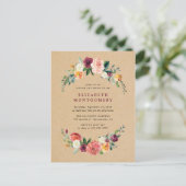 Rustic Kraft Floral Wreath Vrijgezellenfeest Uitnodiging Briefkaart (Staand voorkant)