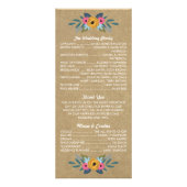 Rustic Kraft Floral Wreath Wedding Program Reclamekaart (Achterkant)