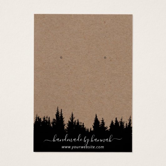 Rustic Kraft Forest Handmade Earring Display Visitekaartje (Achterkant)