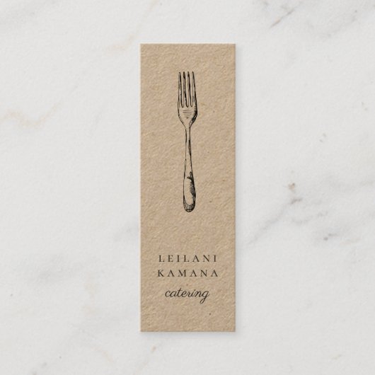 Rustic Kraft Fork Mini Visitekaartje (Voorkant)