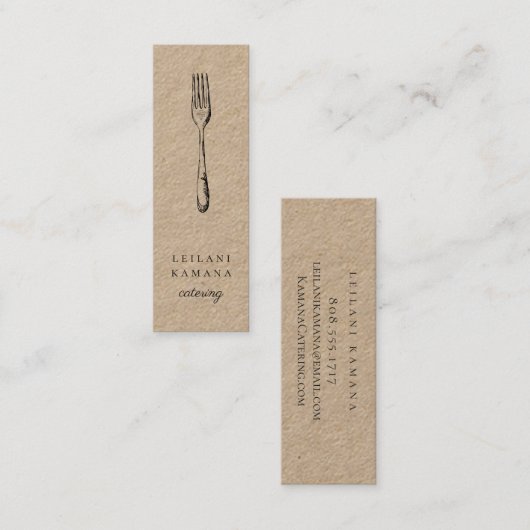 Rustic Kraft Fork Mini Visitekaartje (Voorkant / Achterkant)