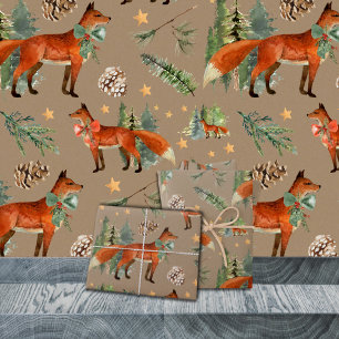 Rustic Kraft Fox in het bos Inpakpapier Vel