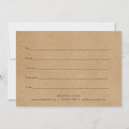 Rustic Kraft Garland Gift Certificate Loyalty Card (Achterkant)