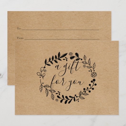 Rustic Kraft Garland Gift Certificate Loyalty Card (Voorkant / Achterkant)