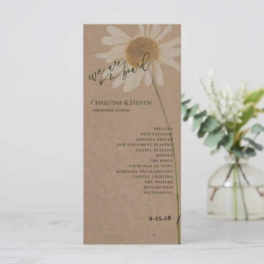 Rustic Kraft Gedroogd Bloemen Trouwprogramma (Staand voorkant)