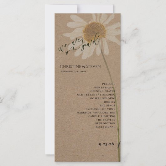Rustic Kraft Gedroogd Bloemen Trouwprogramma (Voorkant)