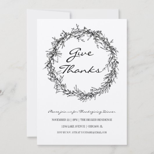 Rustic Kraft Geef Bedankt Thanksgiving Diner Kaart (Voorkant)