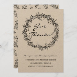 Rustic Kraft Geef Bedankt Thanksgiving Diner Kaart