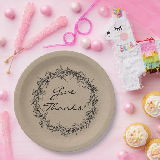 Rustic Kraft Geef Bedankt Thanksgiving Papier Bord (Feest)