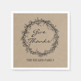 Rustic Kraft geeft Bedankt Thanksgiving Napkins Servet
