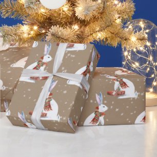 Rustic Kraft Gift Giving Arctic Hare Bunny Rabbit Cadeaupapier